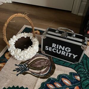White Floral Flowergirl Basket and Ringbearer Security Case